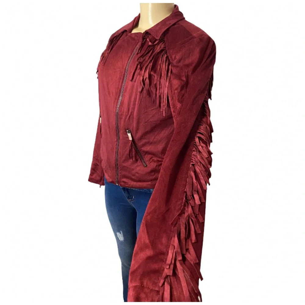 Fringe Burgundy Jacket - Picture 3 of 8